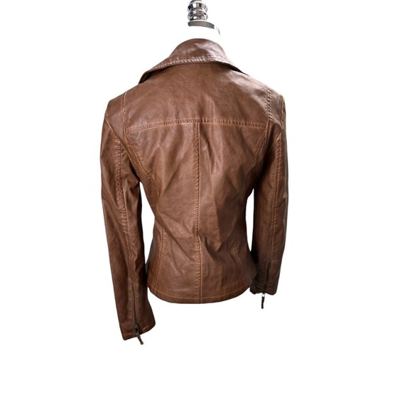 Max Studio Jacket Size Small Women's Faux Leather Brown Zip Up - Picture 2 of 7